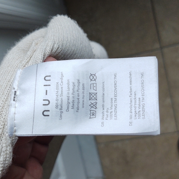 nu-in Long Balloon Sleeve Cardigan Sweater Viscose cream soft Made in Portugal - Picture 4 of 12